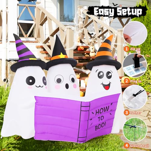 Halloween Inflatable Ghost Decor with Built-in LEDs, 5.2ft Outdoor Yard Decorations