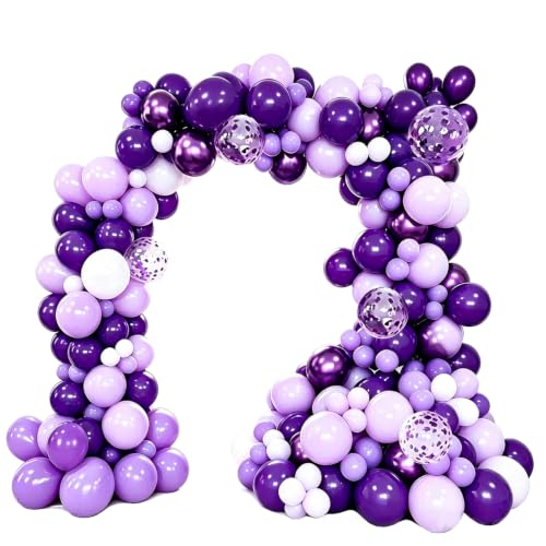 Halloween Balloon Garland Kit with Spooky Purple White Balloons & Web Decor
