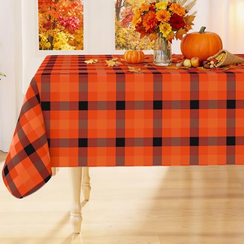 Halloween Vinyl Tablecloth 52x70 Inches with Flannel Backing - Black & Yellow