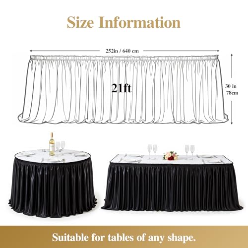 21ft Black Satin Table Skirt for Rectangle & Round Tables - Variation of THIS listing