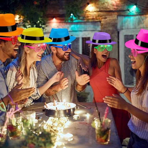Neon Party Supplies Glow in the Dark Party Favors for Hora Loca Carnival - Neon Hats & Glasses 60 PCS