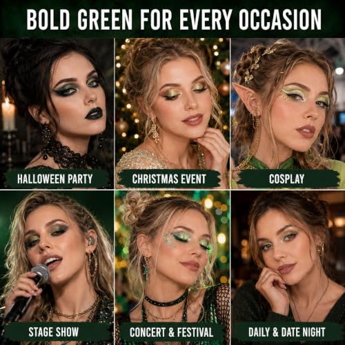 Green Eyeshadow Palette for Halloween & Gothic Makeup - 16 Colors - Miss Rõse