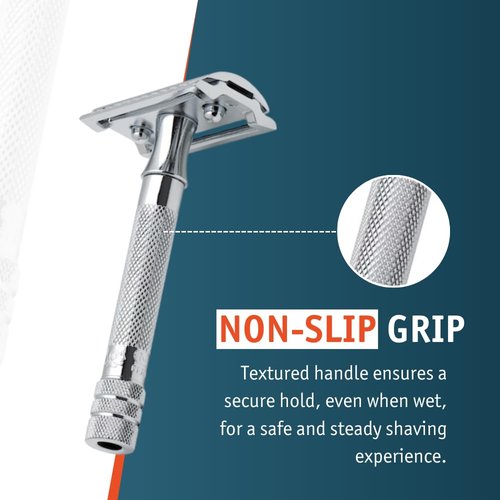MERKUR 33C Double Edge Safety Razor, Three-Piece Design, Closed Comb, Short Handle, Bright Chrome Finish, Made in Germany