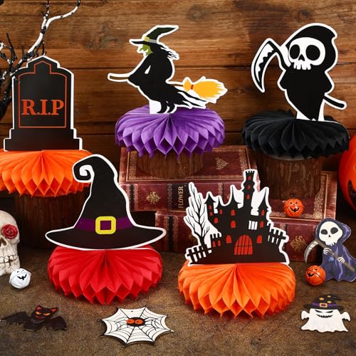 Black Halloween Table Decorations 10Pcs Spooky Honeycomb Centerpieces - Festive Party Decor