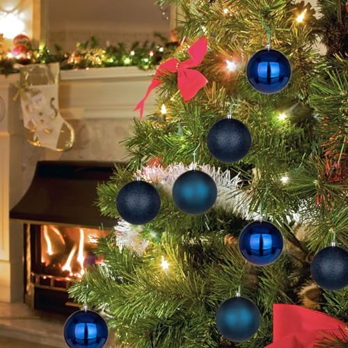 Large Shatterproof Christmas Ornaments Balls - 3.94 Inch, Pack of 6, Blue Holiday Decor