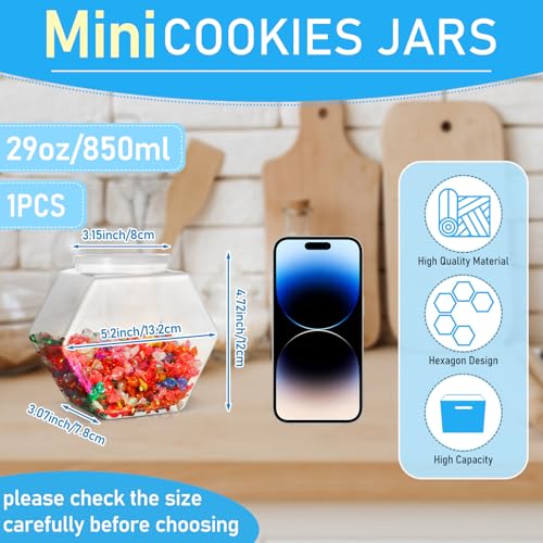 29 Oz Clear Hexagonal Plastic Candy Jar with Lid - Food Storage Container
