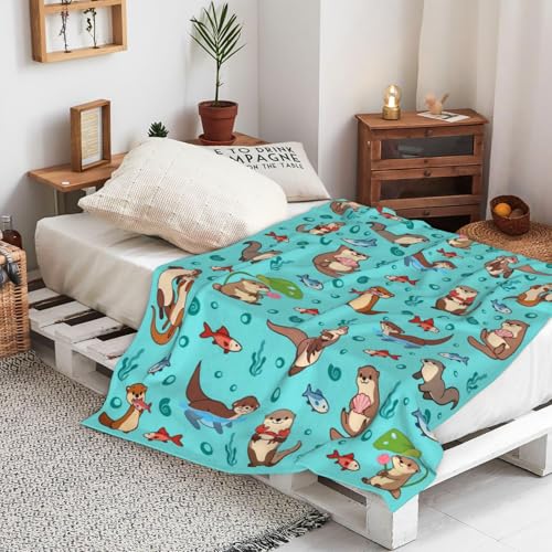 Otter Plush Throw Blanket for Kids Girls & Adults - 60x50 Inches - Cozy Fleece Bedding - Animal Lover Gift - Variation: Otter / 60x50