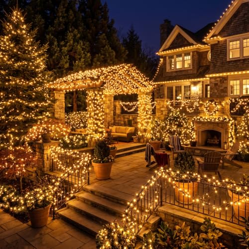 Gold Incandescent Christmas String Lights - 100 Count Outdoor Holiday Decor - Green Wire Variation