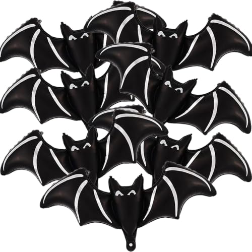 Halloween Bat Balloons Pack - Black Foil Bat Party Decorations, Set of 7