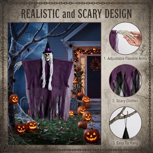 Halloween Skeletons & Witch Decorations Set - Hanging Outdoor Indoor Decor