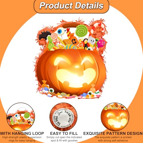 Halloween Pumpkin Piñata with Stick - 36.5 Inch Party Decorations
