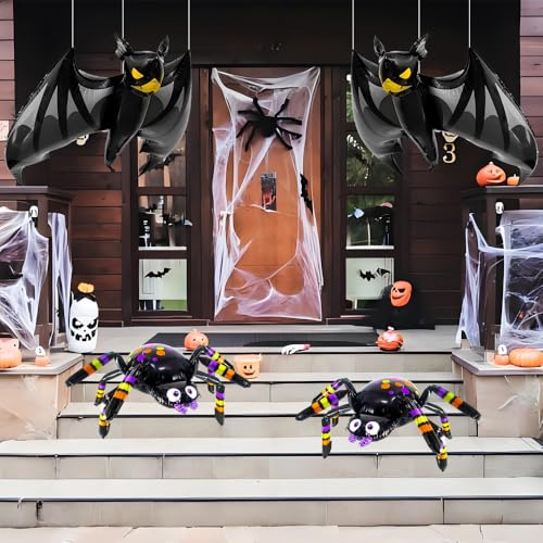 Halloween Balloons Set with Giant Spider and Bat – Black Variation