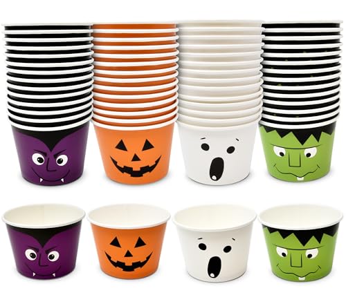60 Pcs Halloween Dessert Cups 10oz Disposable Paper Snack Bowls for Parties