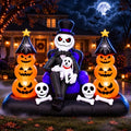 Halloween Inflatable Skeleton with Pumpkin Ghosts & LED Lights - Orange Variation