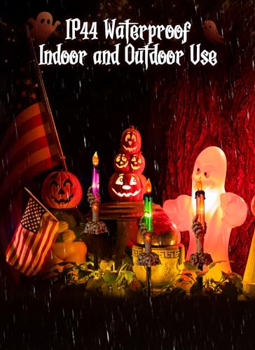 12 Pack Halloween Skeleton Hand Candle Stakes - Lighted Pathway Outdoor Decor