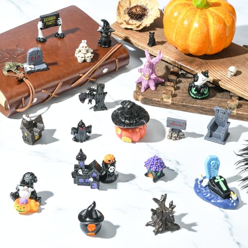 Halloween Miniature Figurines Set - 30 Resin Decorative Figures for Table Decor & Collecting