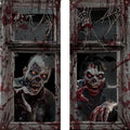 Halloween Zombie Window Decorations - 2PCS Spooky Curtain Banner for Haunted House