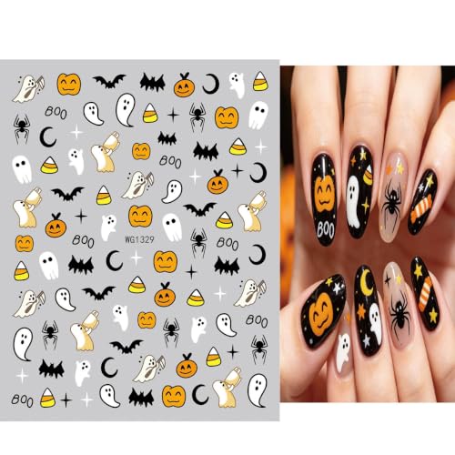 Halloween Nail Stickers Set - Ghost Spider Skull, 12 Sheets, Style-09