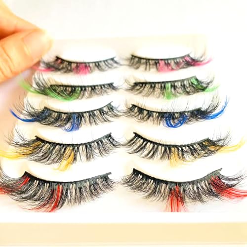 Ombre Colored Fluffy Wispy False Eyelashes with Silk Protein - Mixed-AG02