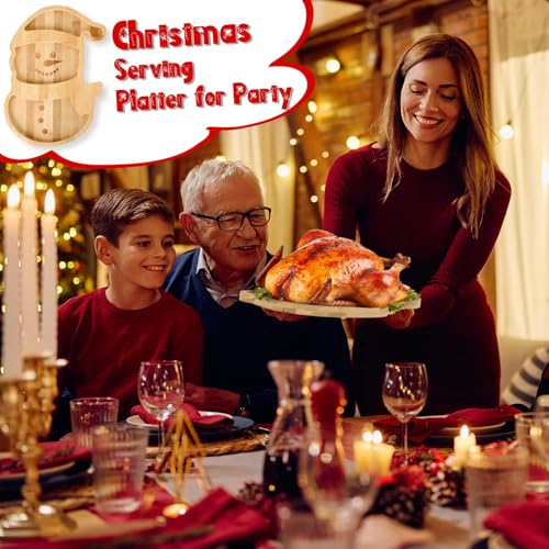 Christmas Snowman Charcuterie Board Set - Bamboo Cheese Platter Tray, 2-Piece
