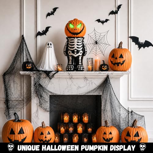 Halloween Skeleton Pumpkin Stand - Water-Resistant Candy & Cake Holder