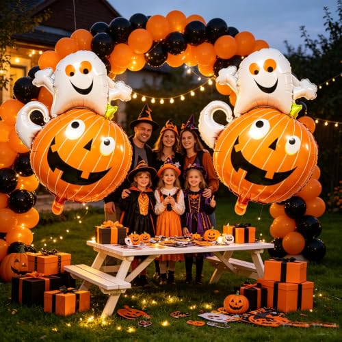 Halloween Ghost Pumpkin Foil Balloons Set - Ghost Pumpkin Variation, 2pcs