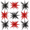 Black Red Star Foil Balloons Set - 9pcs 22 Inch Explosion Spike Balloons for Party Decorations