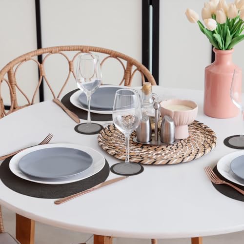 Comfoyar Faux Leather Halloween Placemats & Coasters Set of 6 - Black & Brown