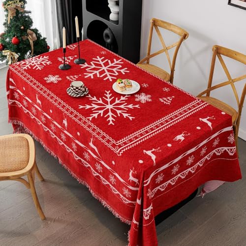 Christmas Sofa Cover with Tassels for 2-3 Cushion Couch - Red XX-Large 71x134 Inches