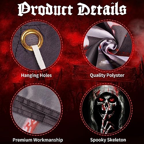 Halloween Skeleton Window Cover Prop - Bloody Skeleton Banner for Party & Home Decor