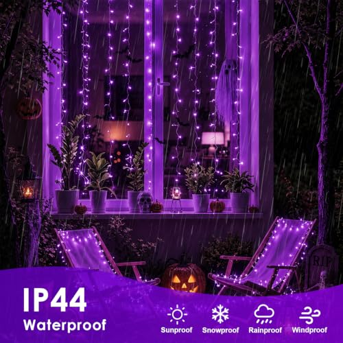 Purple Battery Operated String Lights 33ft 100 LED Waterproof 8 Modes with Remote – 2 Pack