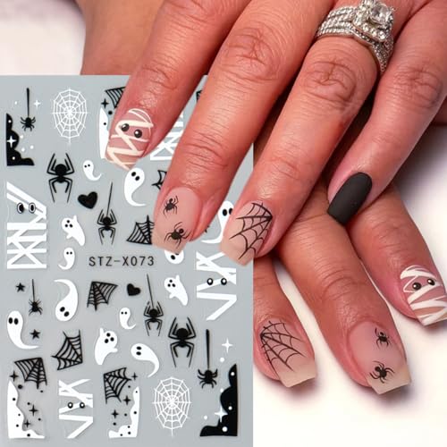 Halloween Nail Art Stickers Decals 3D Ghost Spider Web - Style9