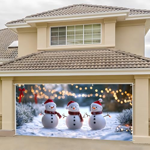 Snowmen Garage Door Decoration Banner - 6 x 13 ft Christmas Xmas Holiday Outdoor Indoor