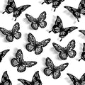 Halloween Black Butterfly Wall Decor - 48Pcs 2 Styles 3 Sizes Butterfly Stickers - 3D Paper Decals for Party & Home