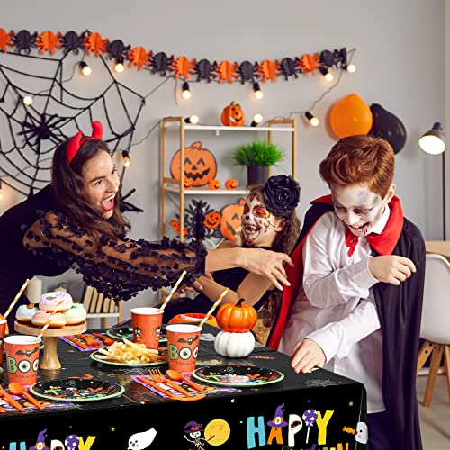 Halloween Party Supplies Tableware Set for 24 Guests - Disposable Plates Napkins Cups & More