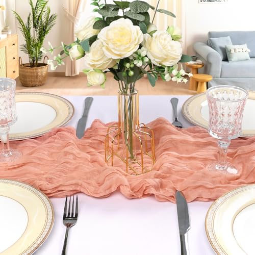 Peach Cheesecloth Table Runner 6 Pack 10Ft - Boho Wedding Decor