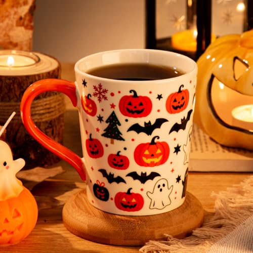 Halloween Mug 11 Oz Ceramic Pumpkin Ghost Coffee Cup with Gift Box - Fall Decor