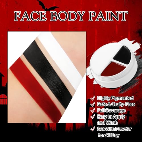 Black Red White Face & Body Paint Makeup - 1 PCS - Halloween SFX Costume & Stage