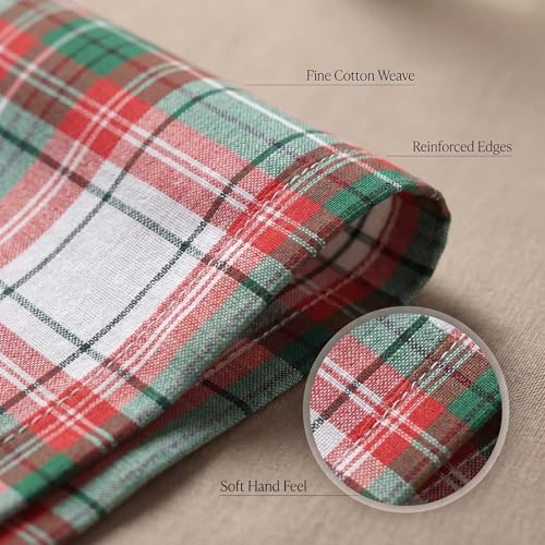 Christmas Checks Cloth Napkins 20x20 Set of 12 - Holiday Table Decor