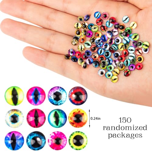 150Pcs Eye Nail Charms 6mm Dragon & Animal Eye Beads for Nail Art & Crafts