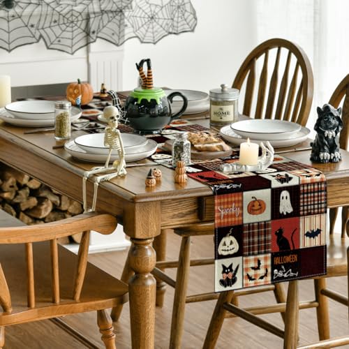 Halloween Table Runner 13 x 108 Inch Black Polyester Decor for Party Table
