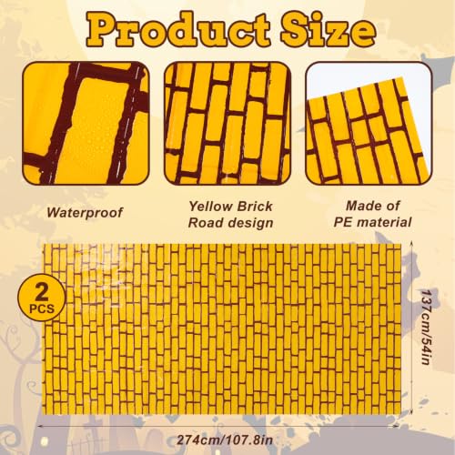 Grevosea 2-Pack Yellow Brick Road Floor Runner - 4.5x9 Feet Halloween Decor - Variation 2