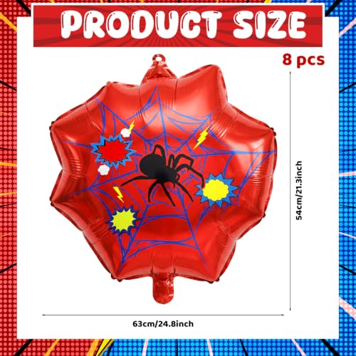 Spider Web Balloon Set - 8 Foil Balloons for Halloween & Party Decor (Spider Theme)