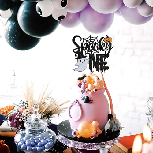 Halloween Baby First Birthday Cake Topper - Spooky Bat Glitter Decoration
