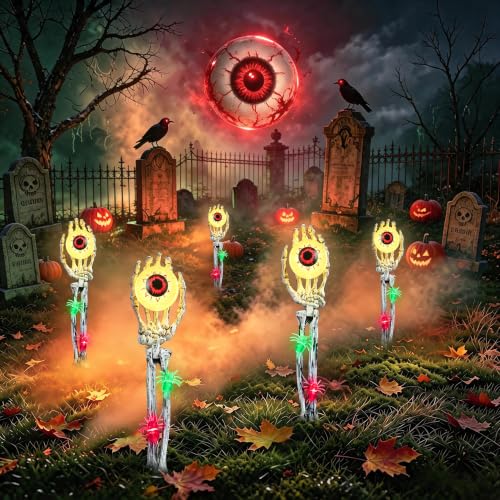 Halloween Skeleton Hands Decorations Outdoor - Warm White 2 Pack