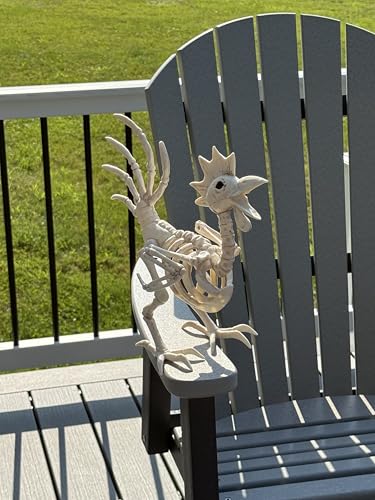 12-Inch Skeleton Rooster Halloween Decoration - Spooky Farmyard Skeleton