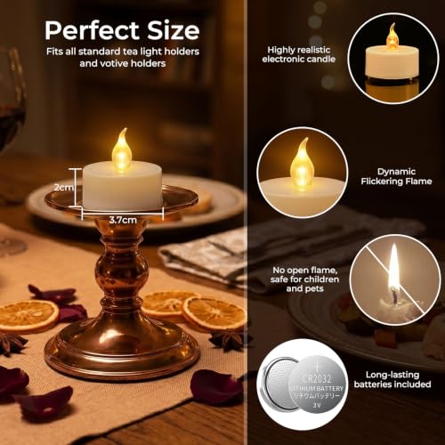 24PCS Flameless Tea Lights Candles with Remote Timer - Warm Yellow