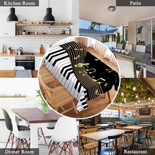 Music Notes Tablecloth 52x70 Inch Rectangular Black Piano Musical Decor Variation of Music Notes
