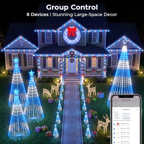 Avatar Controls 8FT Smart RGB Outdoor LED Christmas Tree Lights - App & Remote Control