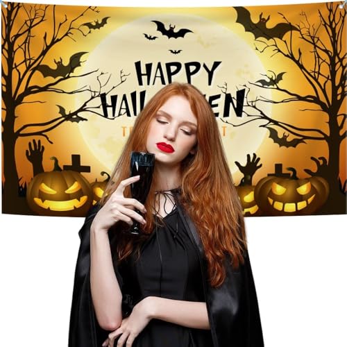 7x8ft Halloween Garage Door Cover Decorations Haunted House Backdrop Banner